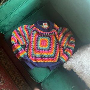 Farm Rio Sunset Stripes Crochet Sweater Size Medium